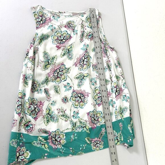 J Jill Blouse Womens Size S White Multicolor Floral Sleeveless Rayon Pullover - Picture 8 of 8
